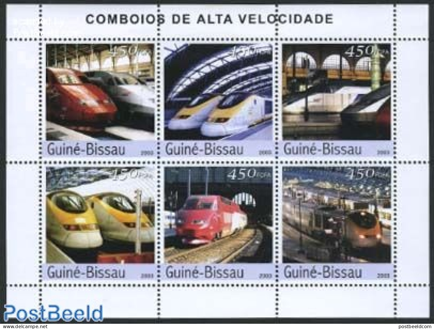 Guinea Bissau 2003 High Speed Trains 6v M/s, Mint NH, Transport - Railways - Trains