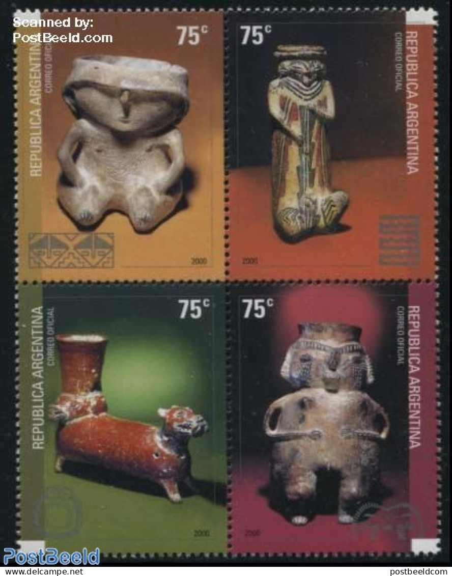 Argentina 2000 Precolumbian Art 4v [+], Mint NH, History - Archaeology - Ungebraucht