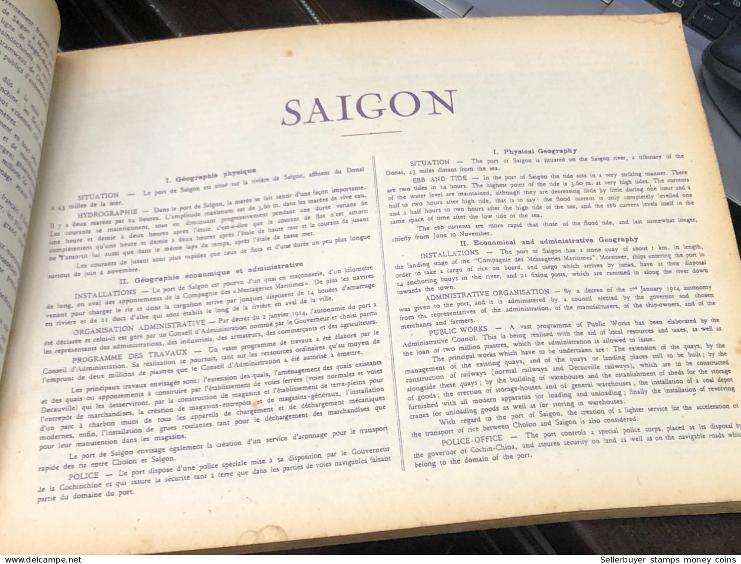 French book printed with 21 provinces and cities with images of southern Vietnam.French colonial period of Vietnam(LA CO