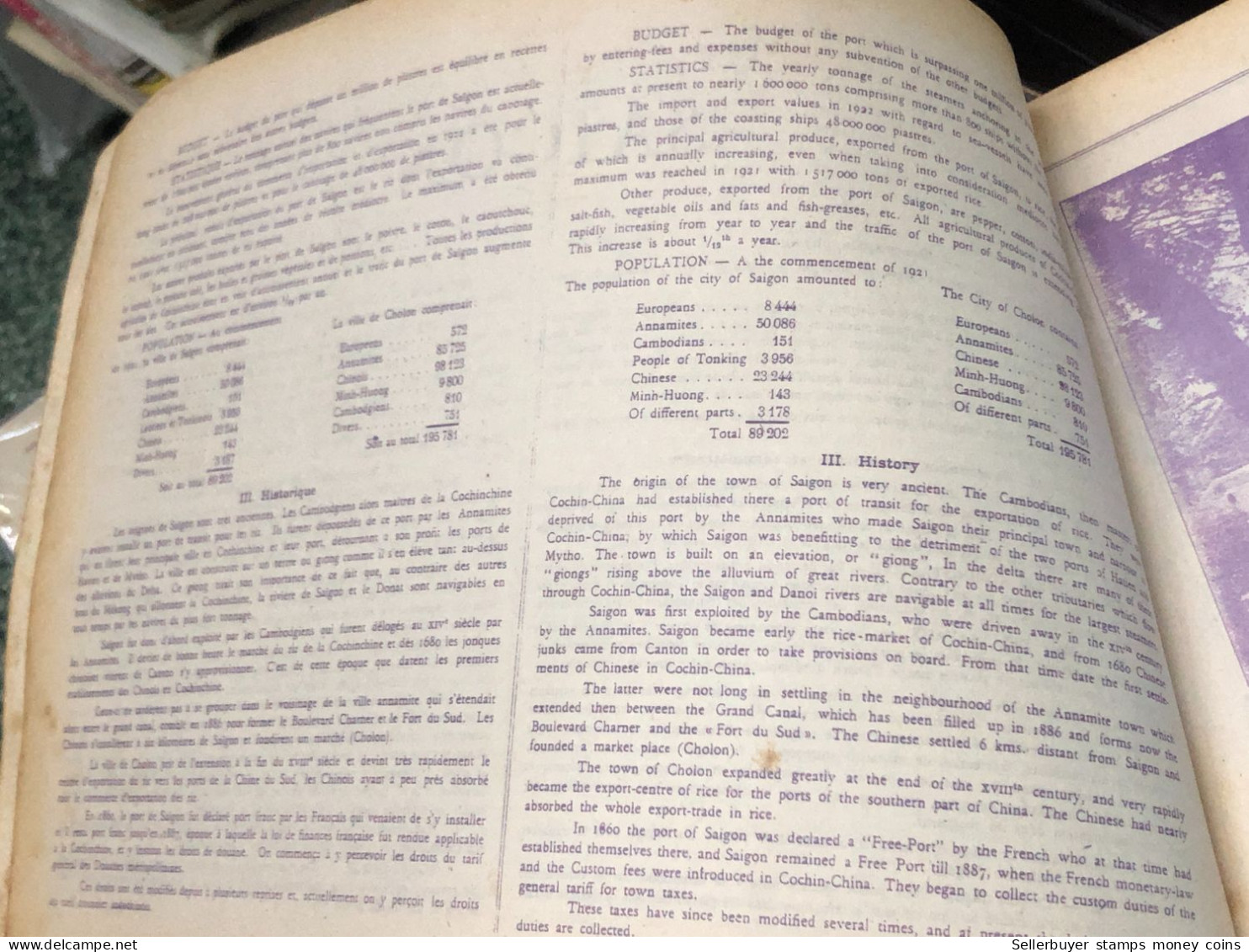 French book printed with 21 provinces and cities with images of southern Vietnam.French colonial period of Vietnam(LA CO