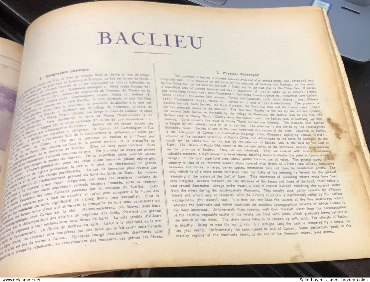 French book printed with 21 provinces and cities with images of southern Vietnam.French colonial period of Vietnam(LA CO