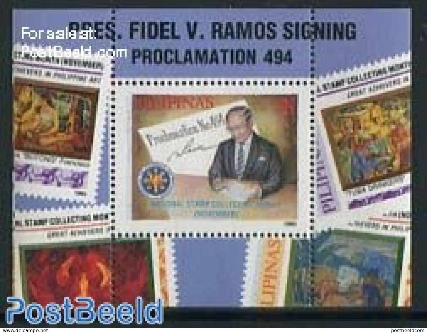 Philippines 1995 Stamp Collecting Month S/s, Mint NH, Stamps On Stamps - Briefmarken Auf Briefmarken