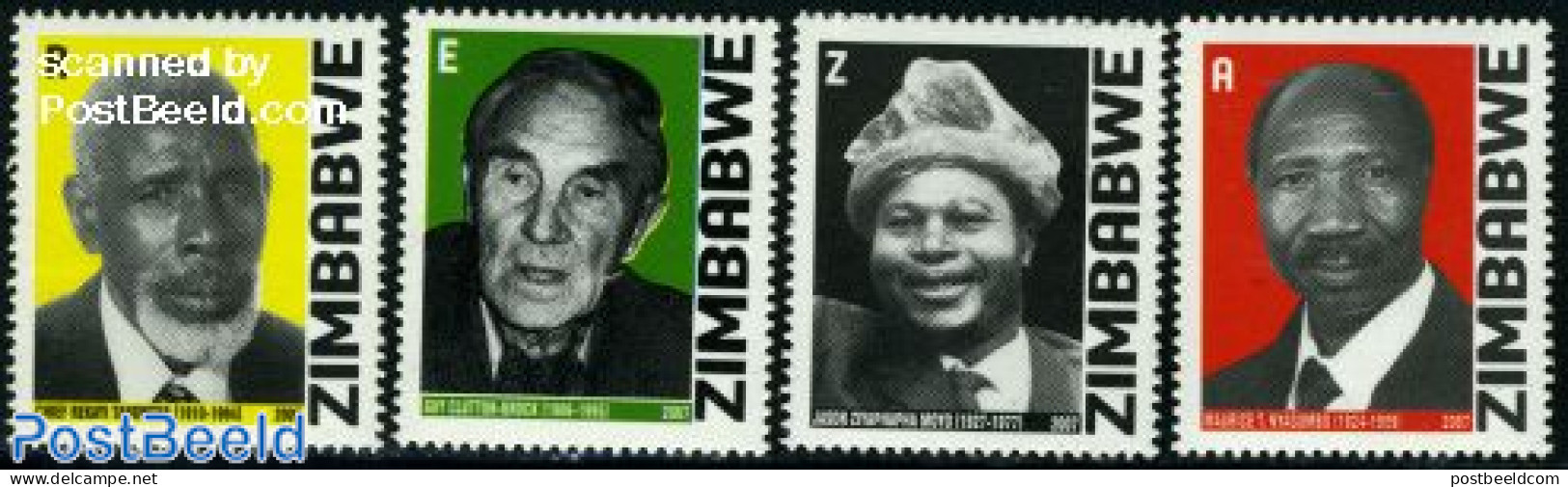 Zimbabwe 2007 National Heroes 4v, Mint NH, History - Politicians - Zimbabwe (1980-...)