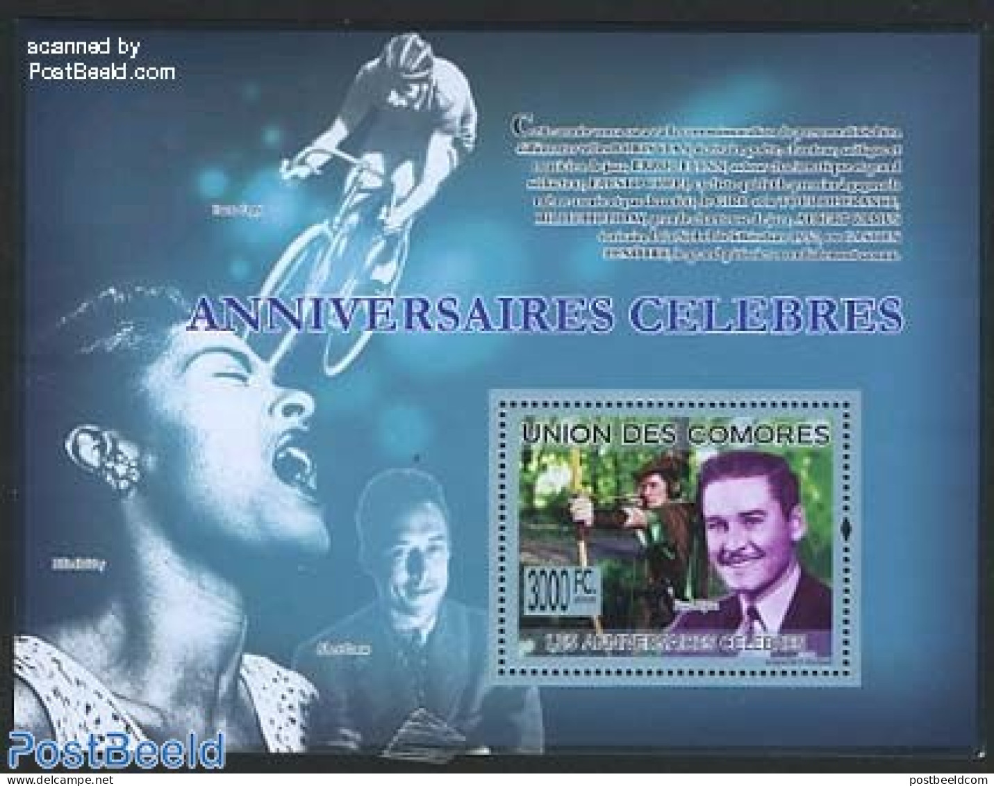 Comoros 2009 Anniversaries, Errol Flynn S/s, Mint NH, Performance Art - Film - Cinema