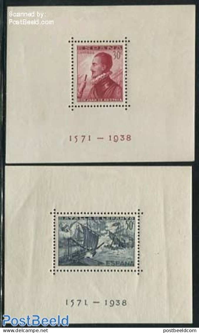 Spain 1938 Lepanto 1571 2 S/s, Mint NH, Transport - Ships And Boats - Unused Stamps