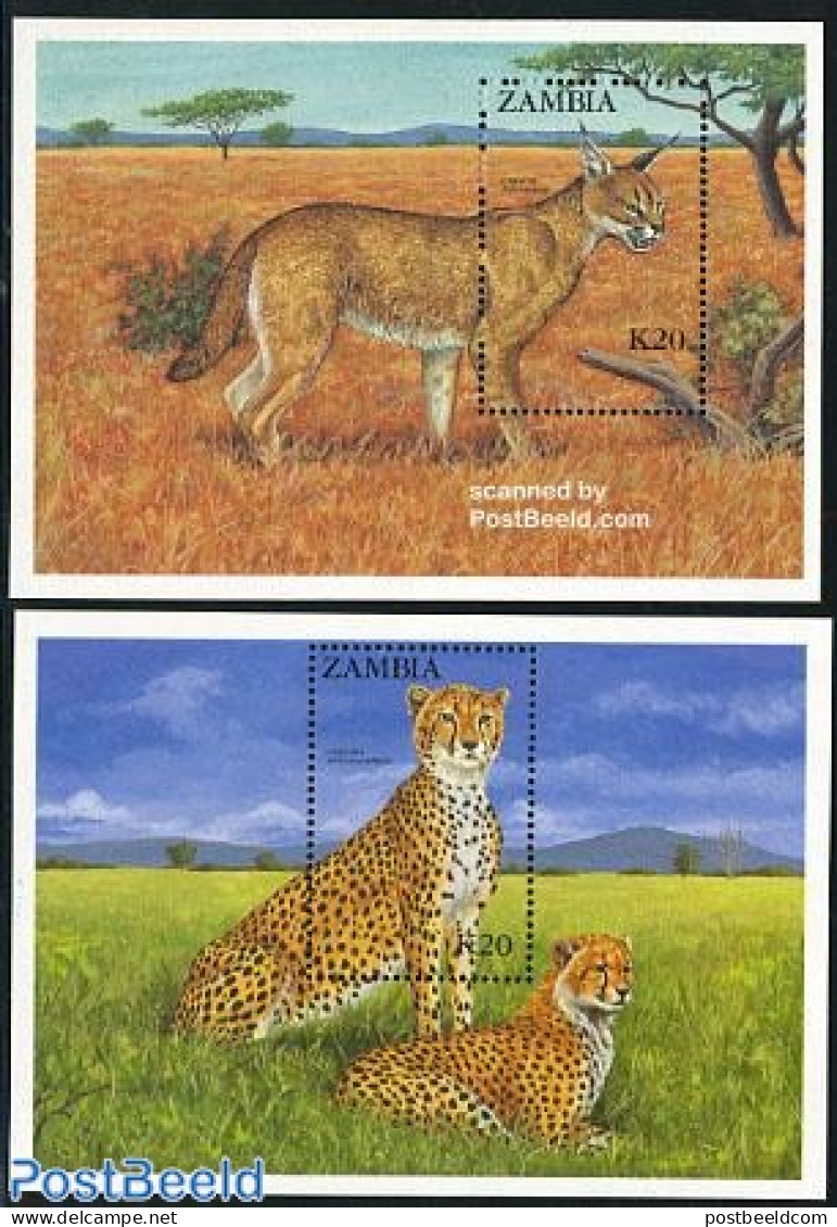 Zambia 1987 Nature Conservation 2 S/s, Mint NH, Nature - Animals (others & Mixed) - Cat Family - Zambie (1965-...)
