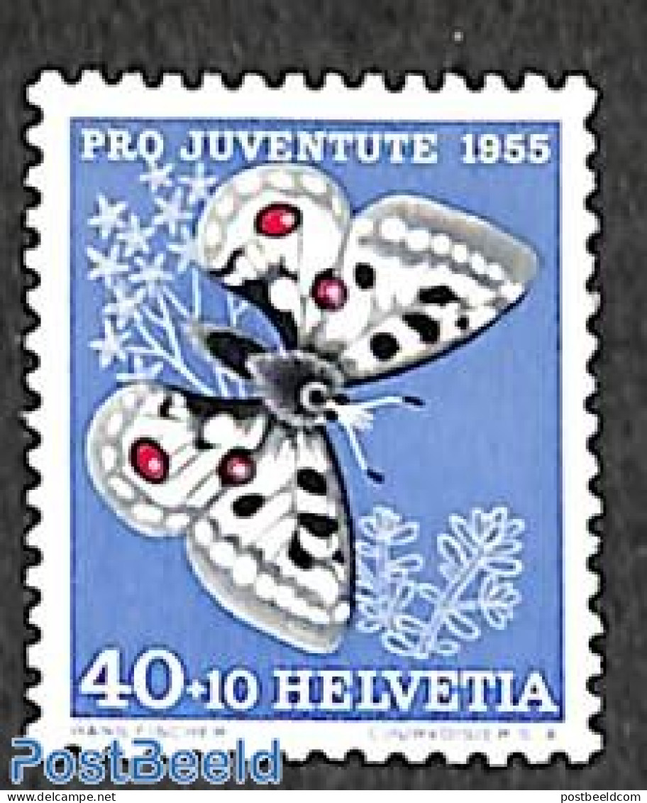 Switzerland 1955 40+10c, Stamp Out Of Set, Mint NH, Nature - Butterflies - Unused Stamps
