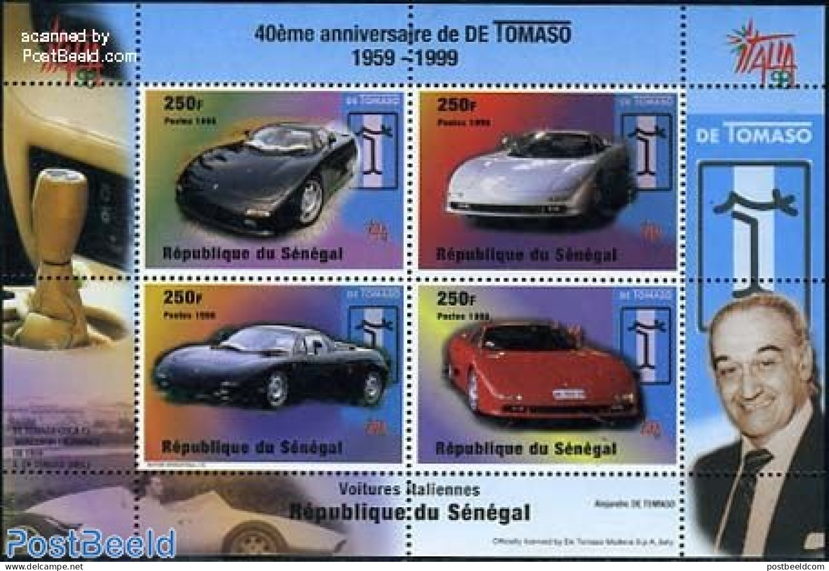 Senegal 1999 De Tomaso 4v M/s, Mint NH, Transport - Automobiles - Autos