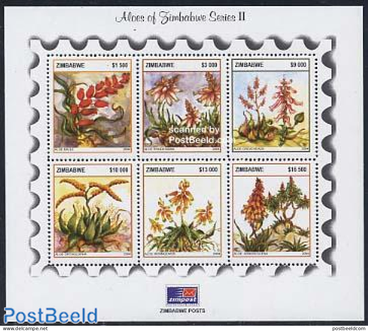 Zimbabwe 2004 Flowers 6v M/s, Mint NH, Nature - Flowers & Plants - Zimbabwe (1980-...)