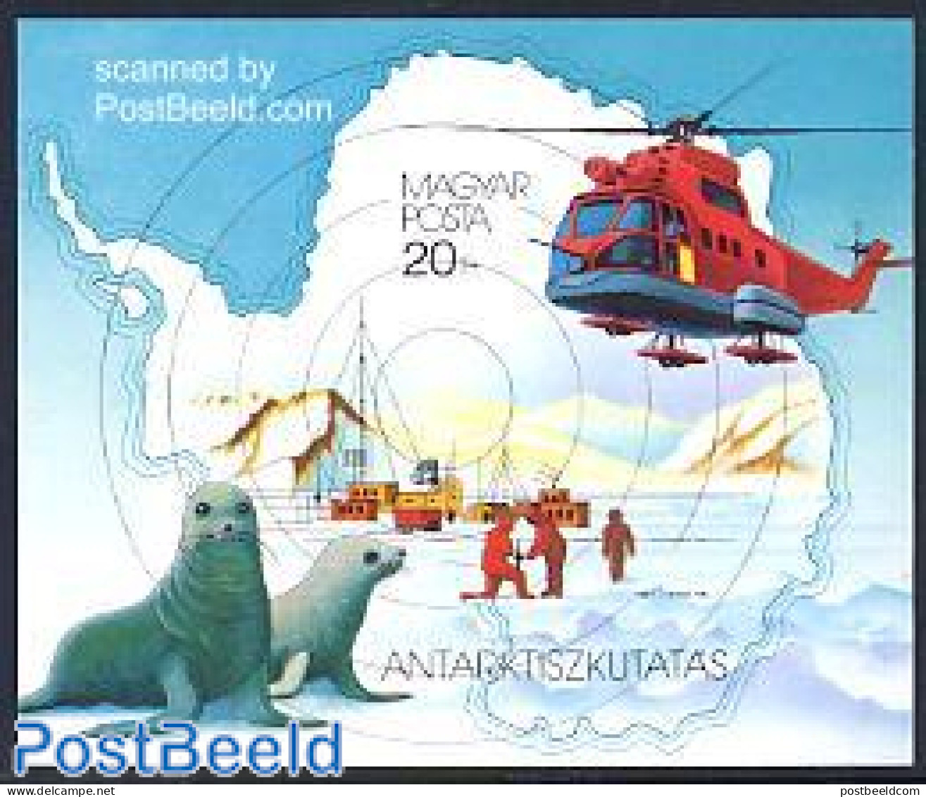 Hungary 1987 Antarctica S/s Imperforated, Mint NH, Nature - Science - Transport - Various - Sea Mammals - The Arctic &.. - Unused Stamps
