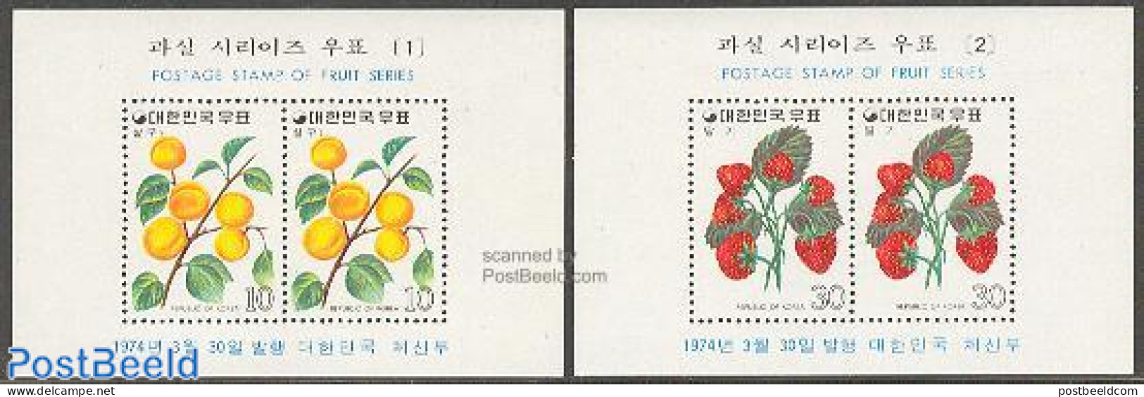 Korea, South 1974 Fruits 2 S/s, Mint NH, Nature - Fruit - Fruits