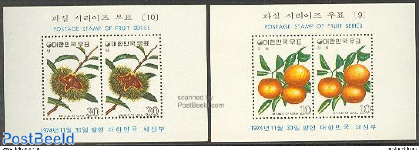 Korea, South 1974 Fruits 2 S/s, Mint NH, Nature - Fruit - Fruits