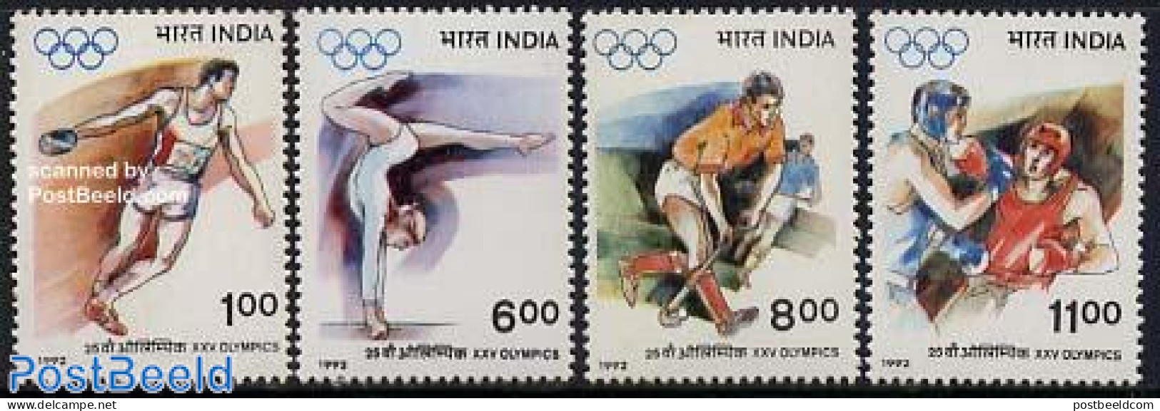 India 1992 Olympic Games 4v, Mint NH, Sport - Athletics - Boxing - Hockey - Olympic Games - Ungebraucht