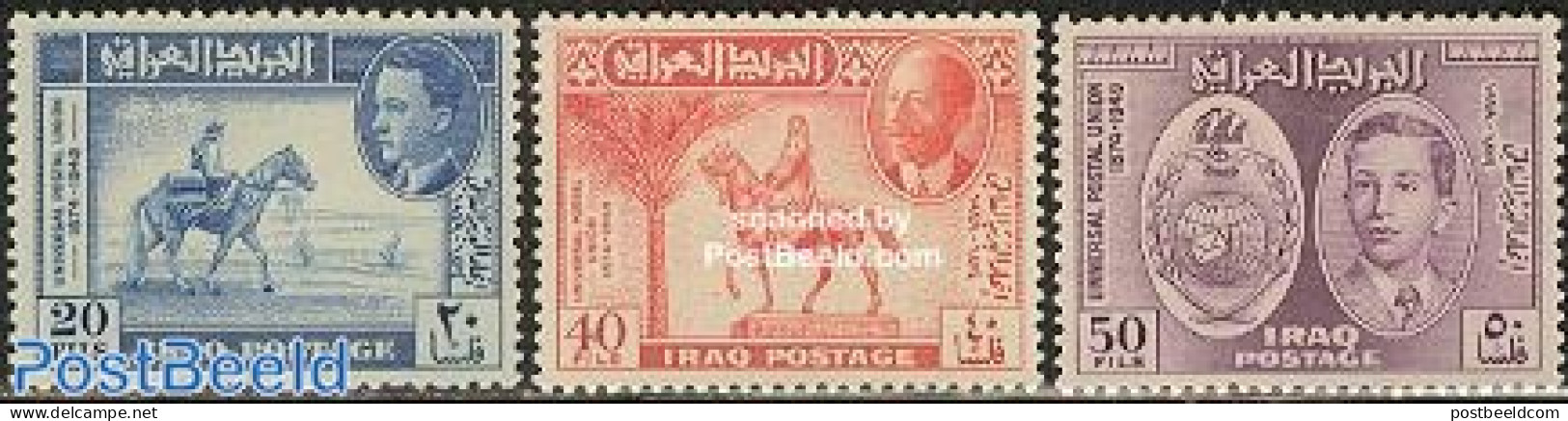 Iraq 1949 75 Years UPU 3v, Mint NH, Nature - Horses - Post - U.P.U. - Post