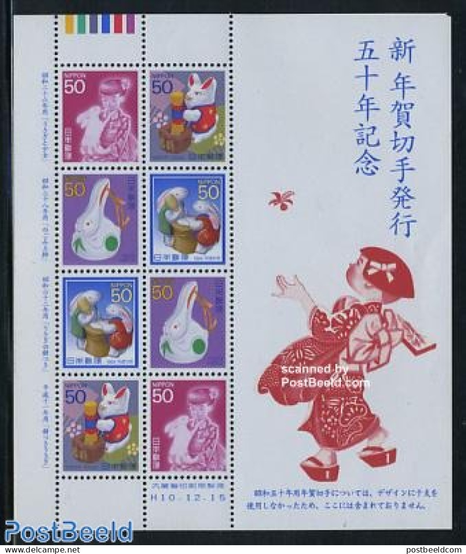 Japan 1998 New Year Stamps M/s (with 2 Sets), Mint NH, Nature - Various - Rabbits / Hares - New Year - Neufs