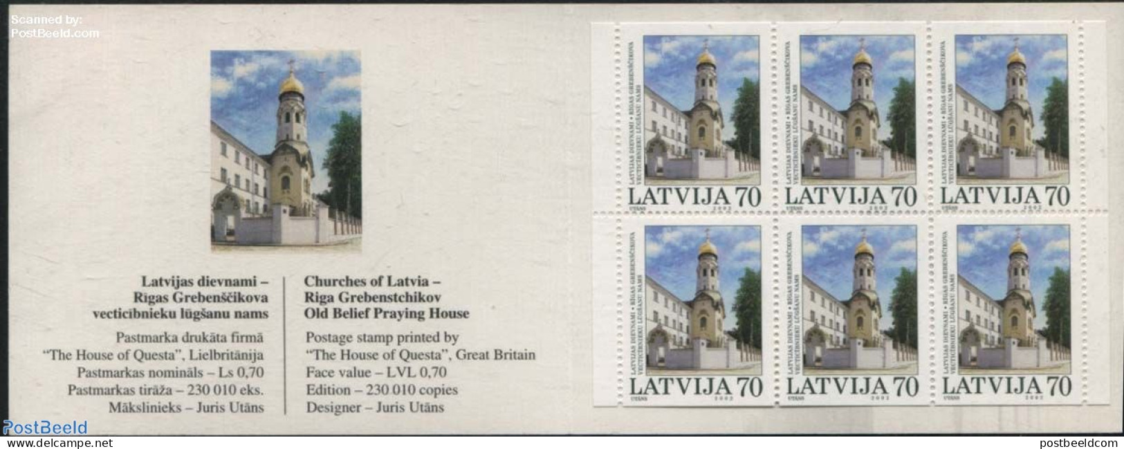 Latvia 2002 Churches Booklet, Mint NH, Religion - Churches, Temples, Mosques, Synagogues - Stamp Booklets - Eglises Et Cathédrales