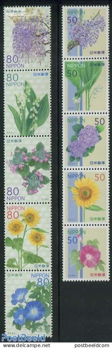 Japan 2012 Flowers 10v (2x [::::]), Mint NH, Nature - Flowers & Plants - Unused Stamps