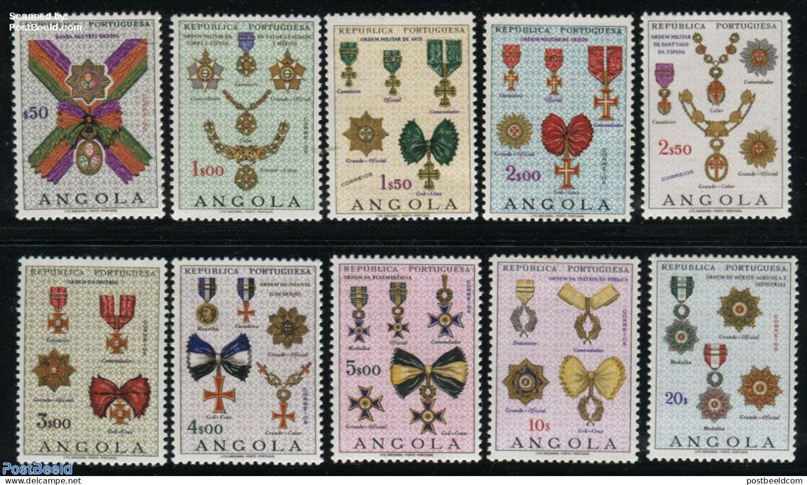 Angola 1967 Decorations 10v, Mint NH, History - Decorations - Militaria