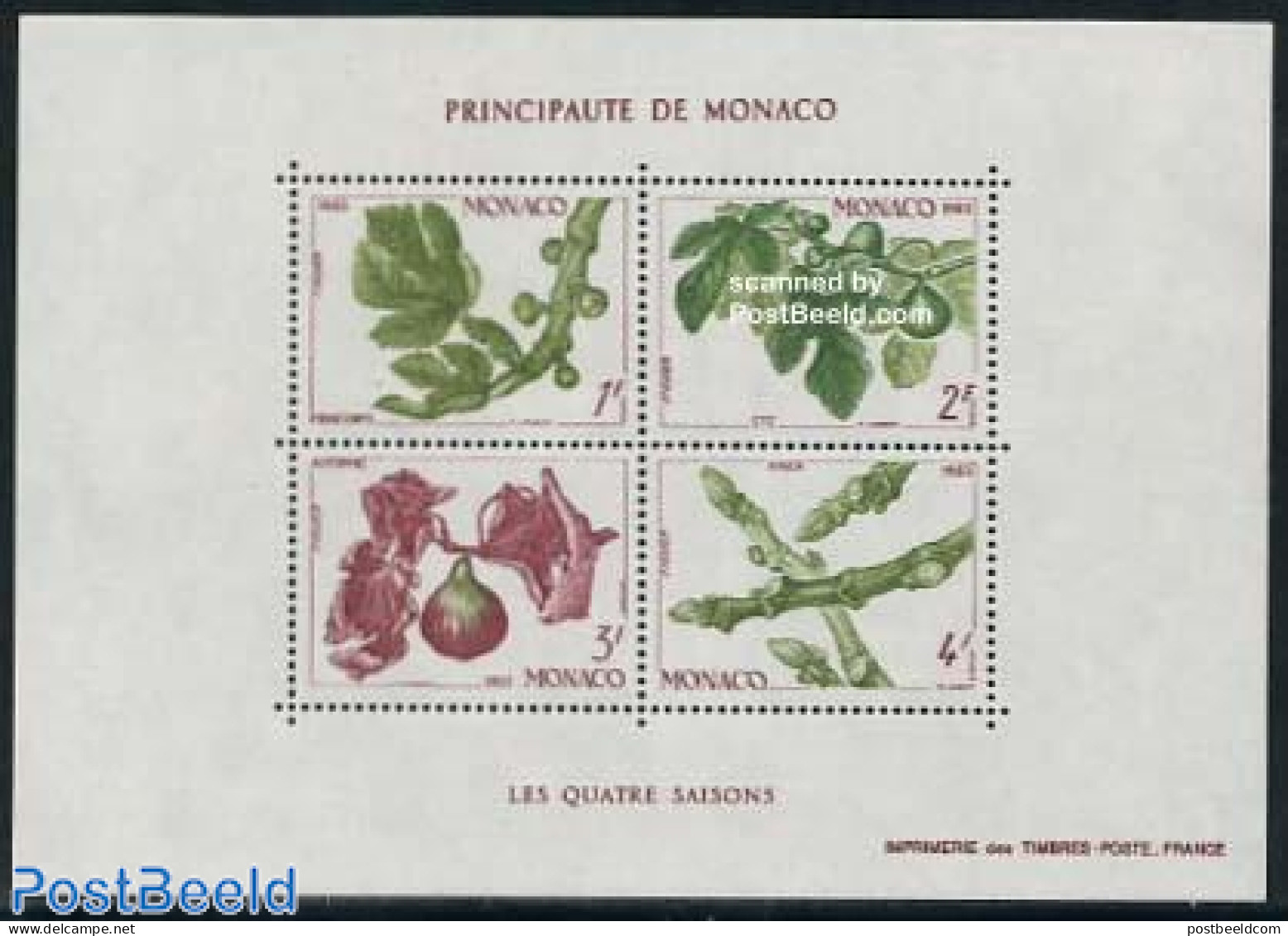 Monaco 1983 Four Seasons S/s, Mint NH, Nature - Trees & Forests - Unused Stamps