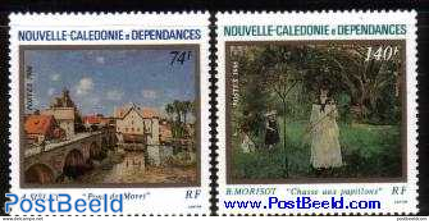 New Caledonia 1986 Paintings 2v, Mint NH, Nature - Butterflies - Art - Bridges And Tunnels - Modern Art (1850-present).. - Neufs