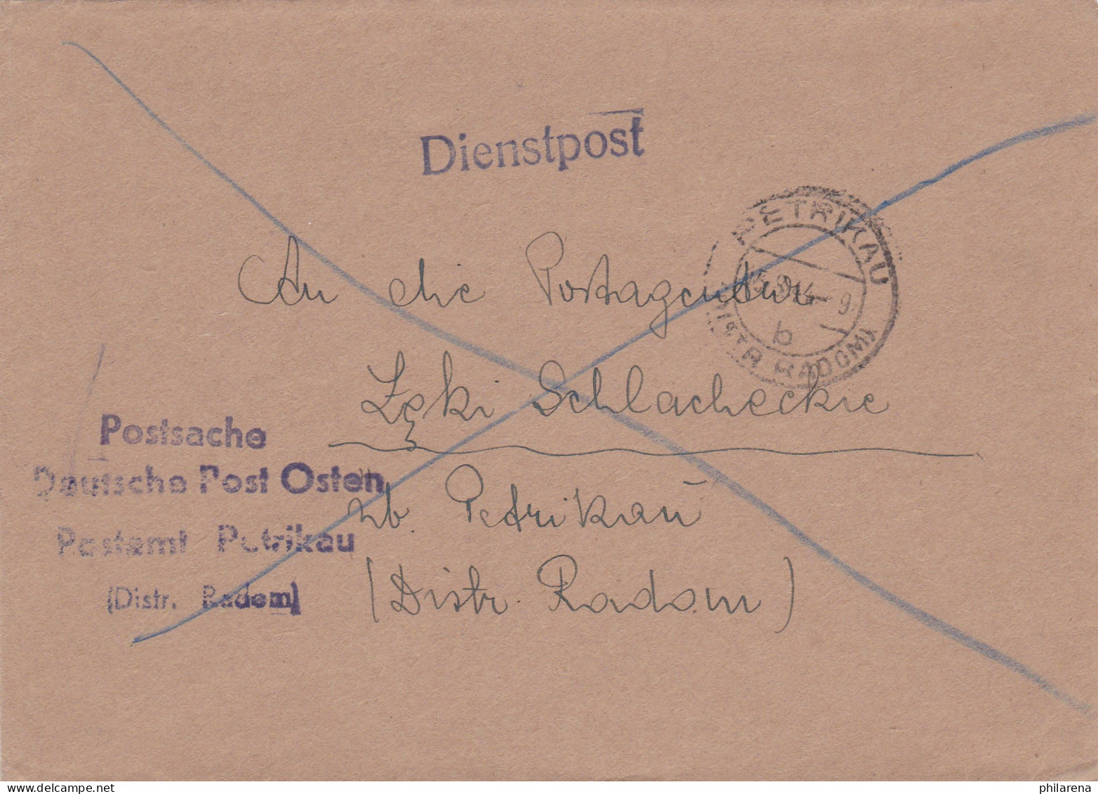 GG: Postsache Postamt Petrikau - Occupation 1938-45