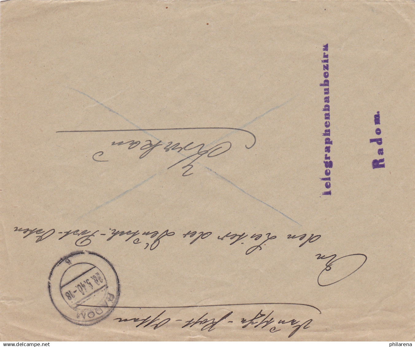 GG: Postsache Telegraphenbaubezirk Radom Nach Krakau - Occupation 1938-45