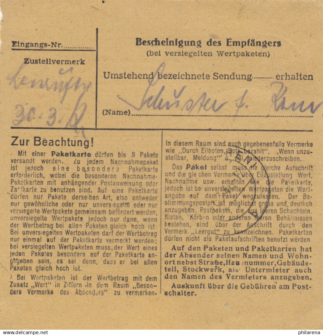 Paketkarte 1948: Fulda Nach Haar Bei München - Cartas & Documentos