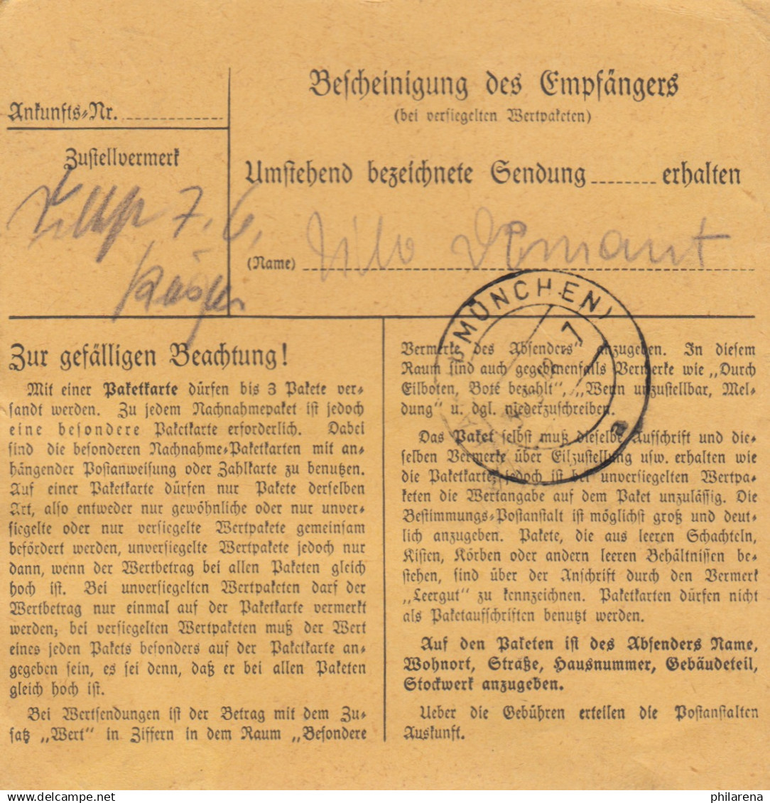 Paketkarte 1948: Bochum Nach Post Haar B. München - Briefe U. Dokumente