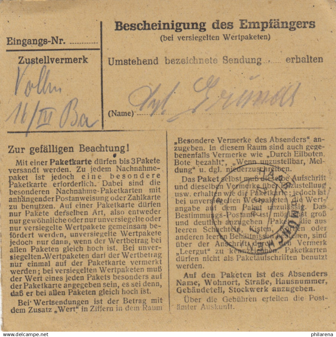 Paketkarte 1948: Stuttgart Nach Eglfing, Heil- U. Pflegeanstalt - Briefe U. Dokumente