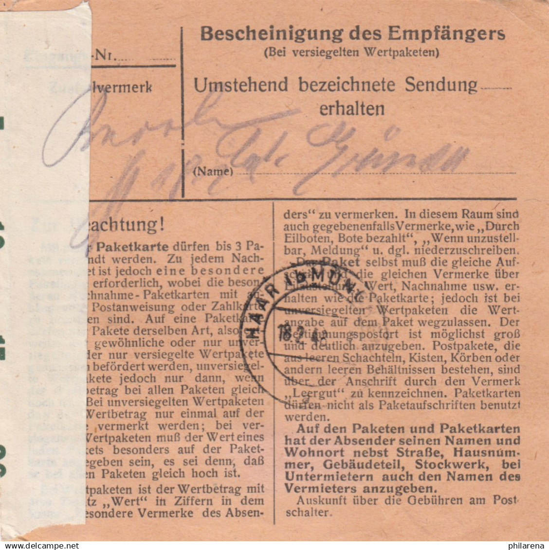 Paketkarte 1948: Scheitenkirchen Nach Haar, Heil- U. Pflegeanstalt - Lettres & Documents