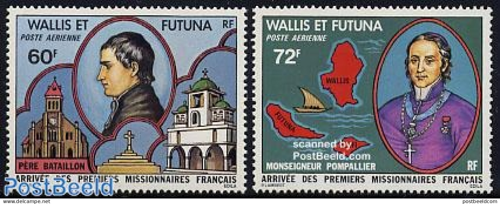 Wallis & Futuna 1978 Missionaires 2v, Mint NH, Religion - Transport - Various - Churches, Temples, Mosques, Synagogues.. - Churches & Cathedrals