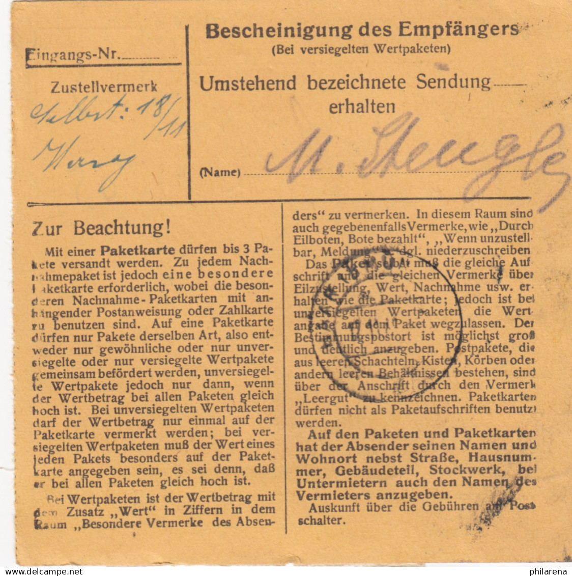 BiZone Paketkarte 1948: Mittenwald (Karwendelgeb.) Nach Haar, Nachgebühr - Cartas & Documentos