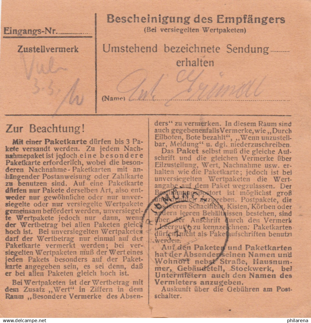 Paketkarte 1948: Dietersdorf Nach Eglfing - Briefe U. Dokumente