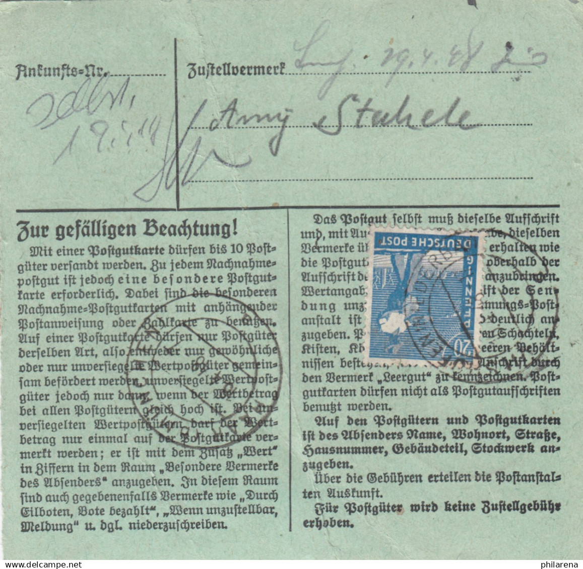 Paketkarte 1948: Vilshofen Nach Haar, Seltenes Formular, Selbstbucher - Briefe U. Dokumente