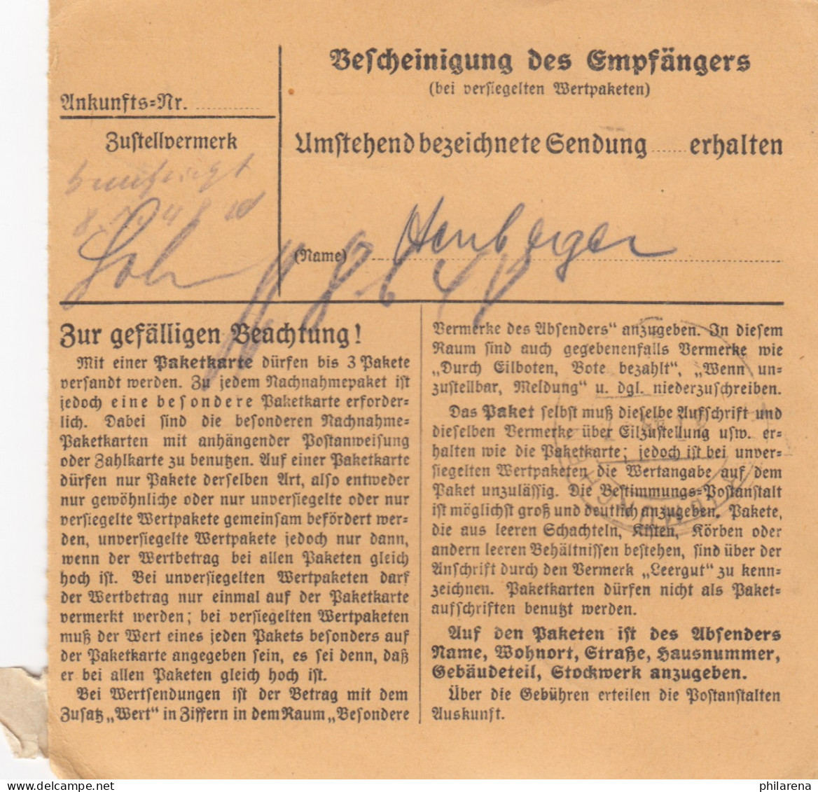 BiZone Paketkarte 1948: München, Spannagl GmbH, Nach Haar, Wertkarte - Lettres & Documents