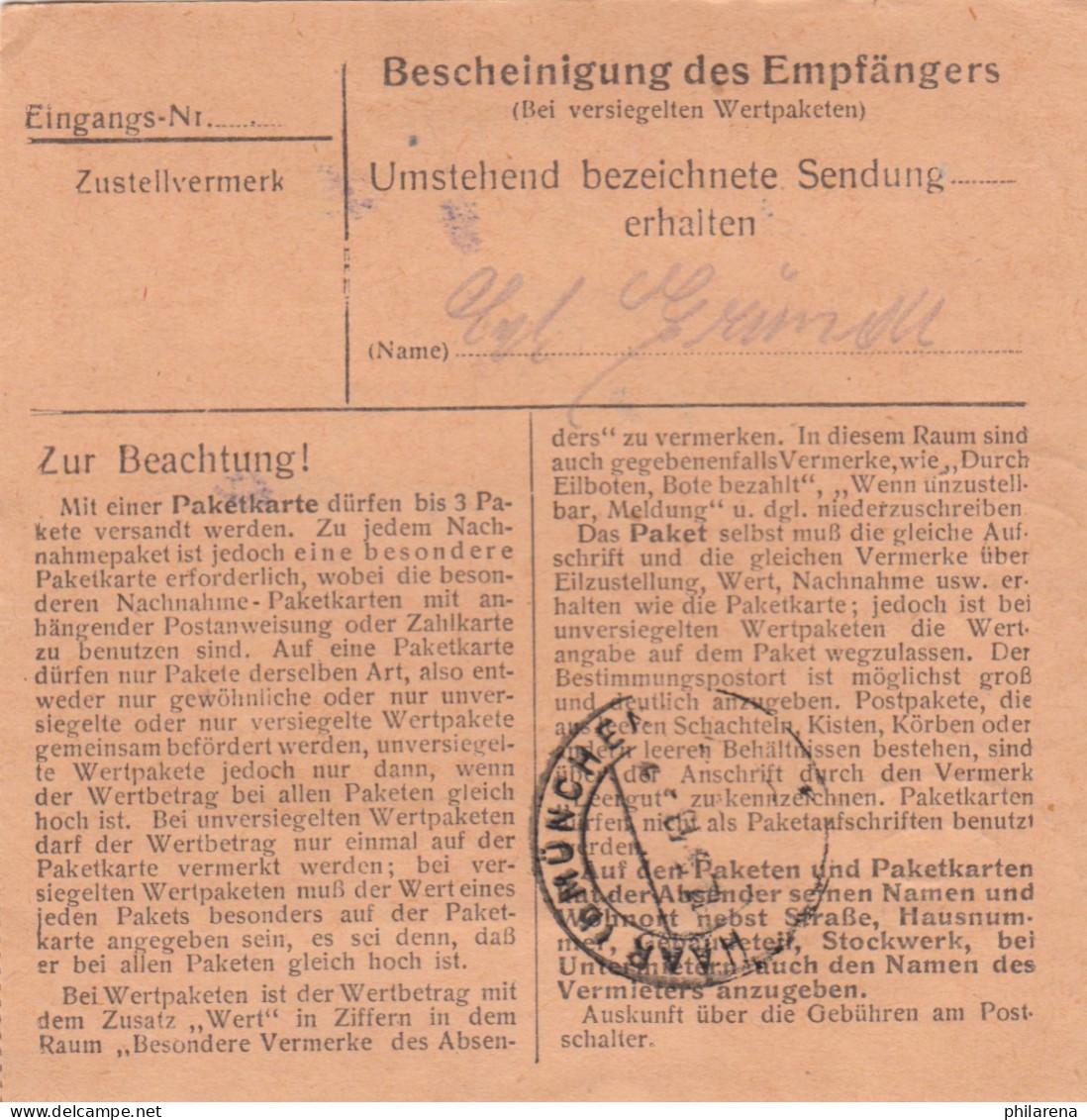 Paketkarte 1948: Moosburg Nach München Haar, Heilanstalt - Lettres & Documents