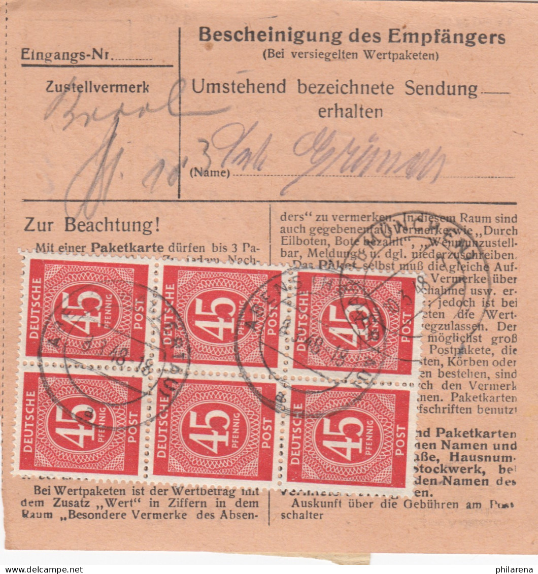 Paketkarte 1948: Abens Hallertau Nach Haar - Lettres & Documents