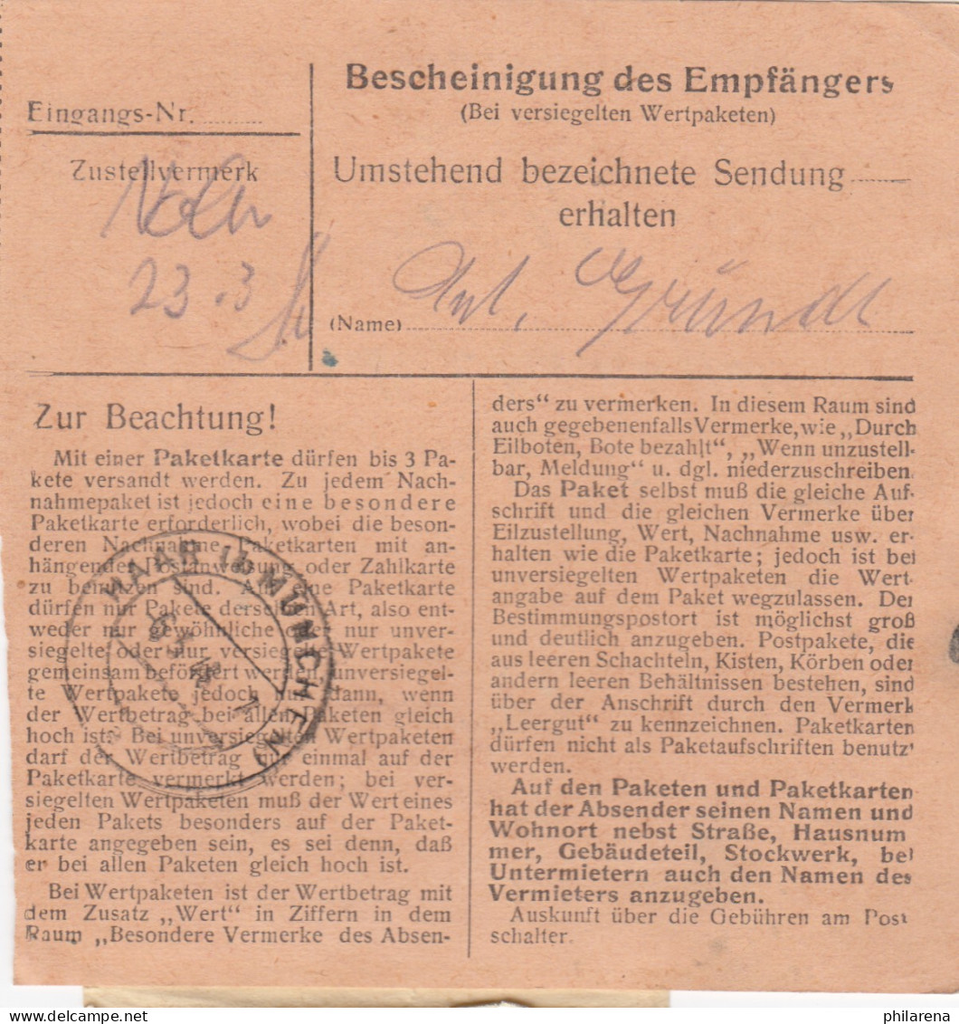 Paketkarte 1948: Planegg Nah Egelfing, Nervenanstalt, 1 Paket - Lettres & Documents