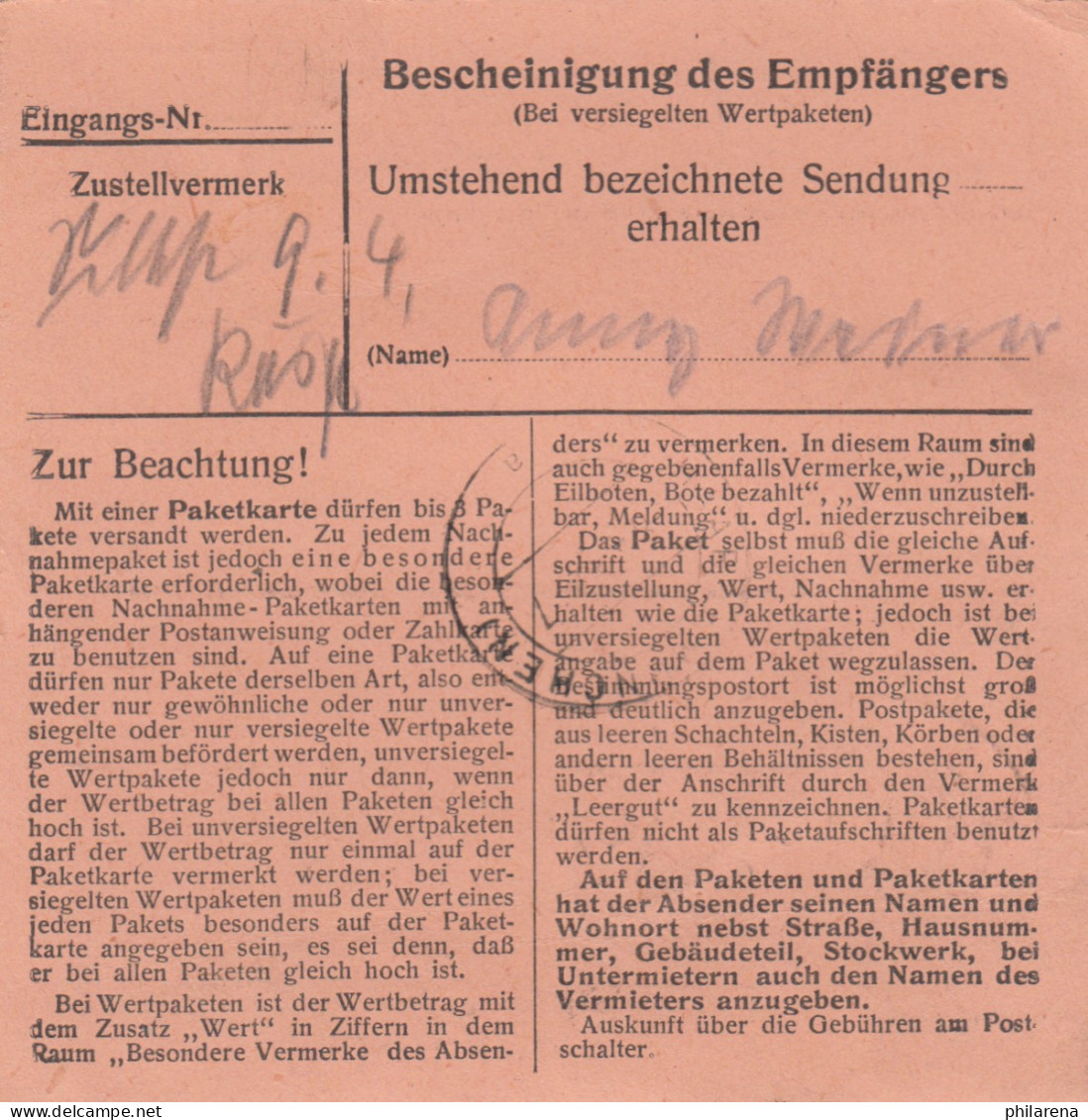 Paketkarte 1948: Vagen Nach Haar Bei München - Cartas & Documentos