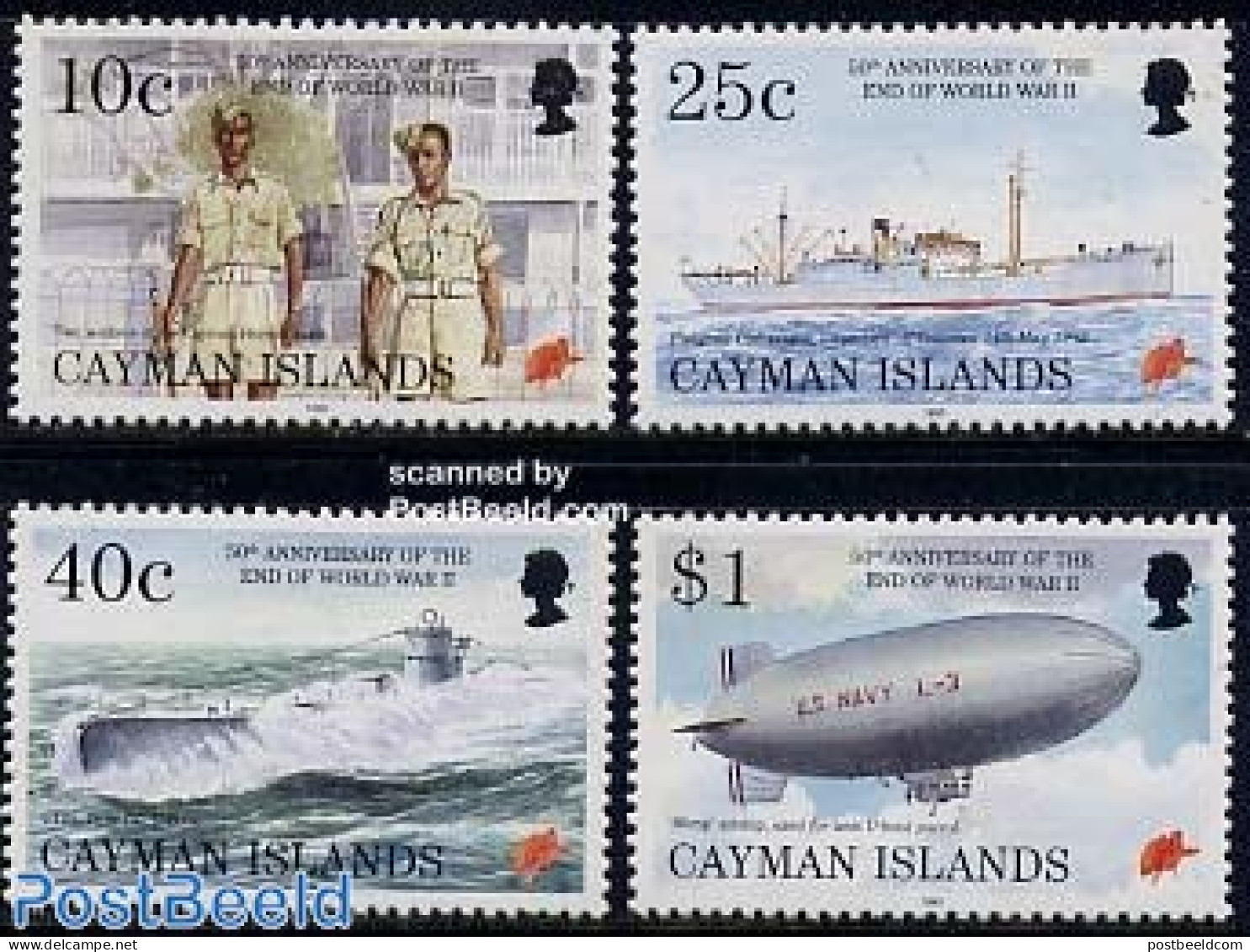 Cayman Islands 1995 End Of World War II 4v, Mint NH, History - Transport - Militarism - World War II - Ships And Boats.. - Militaria