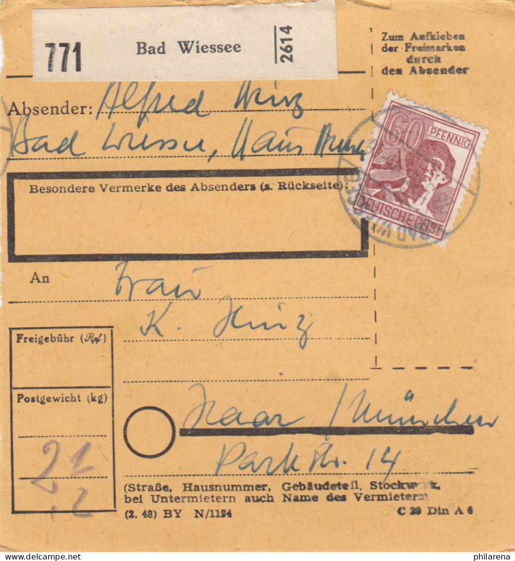 Paketkarte 1948: Bad Wiessee Nach Haar München - Lettres & Documents