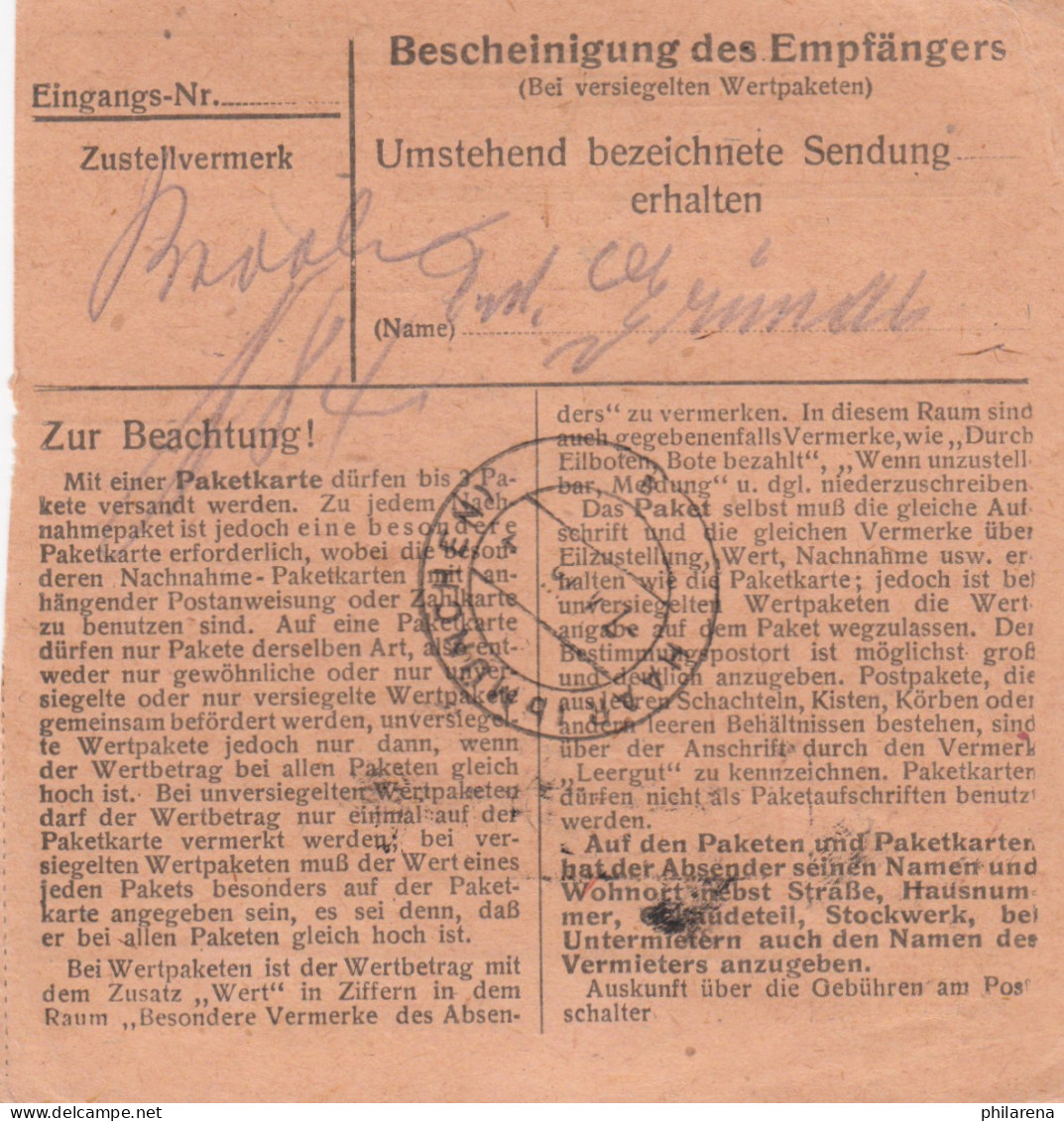 Paketkarte 1948: Olching Nach Eglfing Haus 6, Heilanstalt - Lettres & Documents