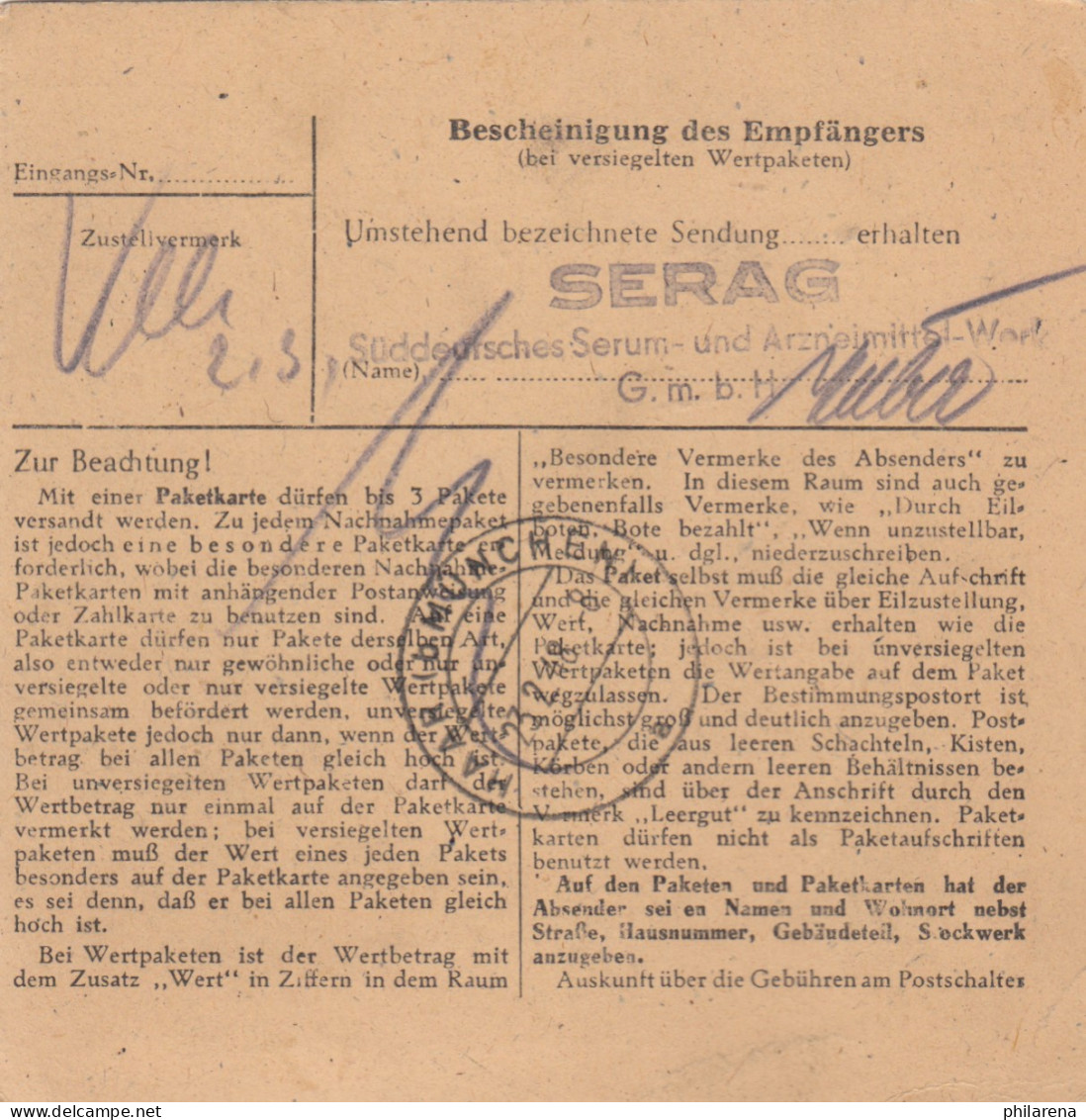 Paketkarte 1948: Seesen Nach Serag Werke In Haar - Lettres & Documents