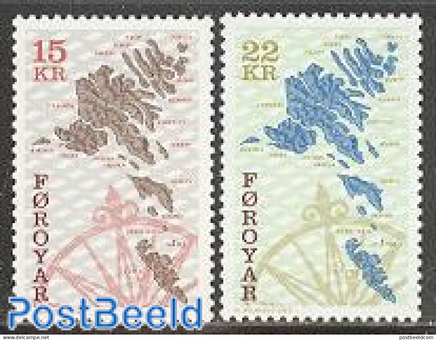 Faroe Islands 2000 Definitives, Maps 2v, Mint NH, Various - Maps - Geographie