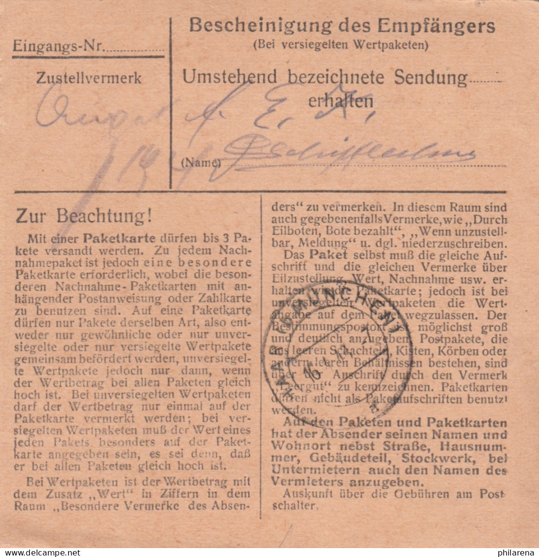 Paketkarte 1948: Gmund Nach München, Wert 500 RM - Lettres & Documents