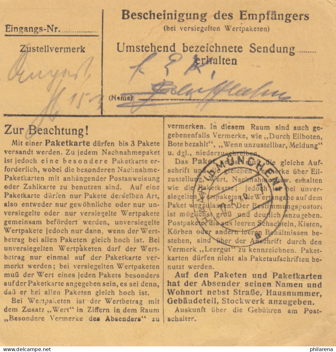 Paketkarte 1948: Grassau, Damenoberbekleidung N. Haar, Wertkarte - Lettres & Documents