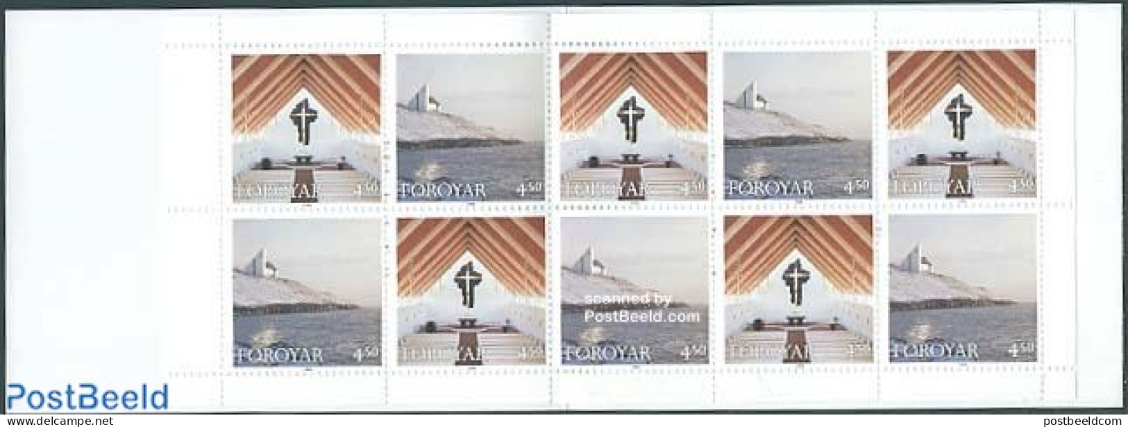 Faroe Islands 1998 Nes Church Booklet, Mint NH, Religion - Churches, Temples, Mosques, Synagogues - Stamp Booklets - Kirchen U. Kathedralen
