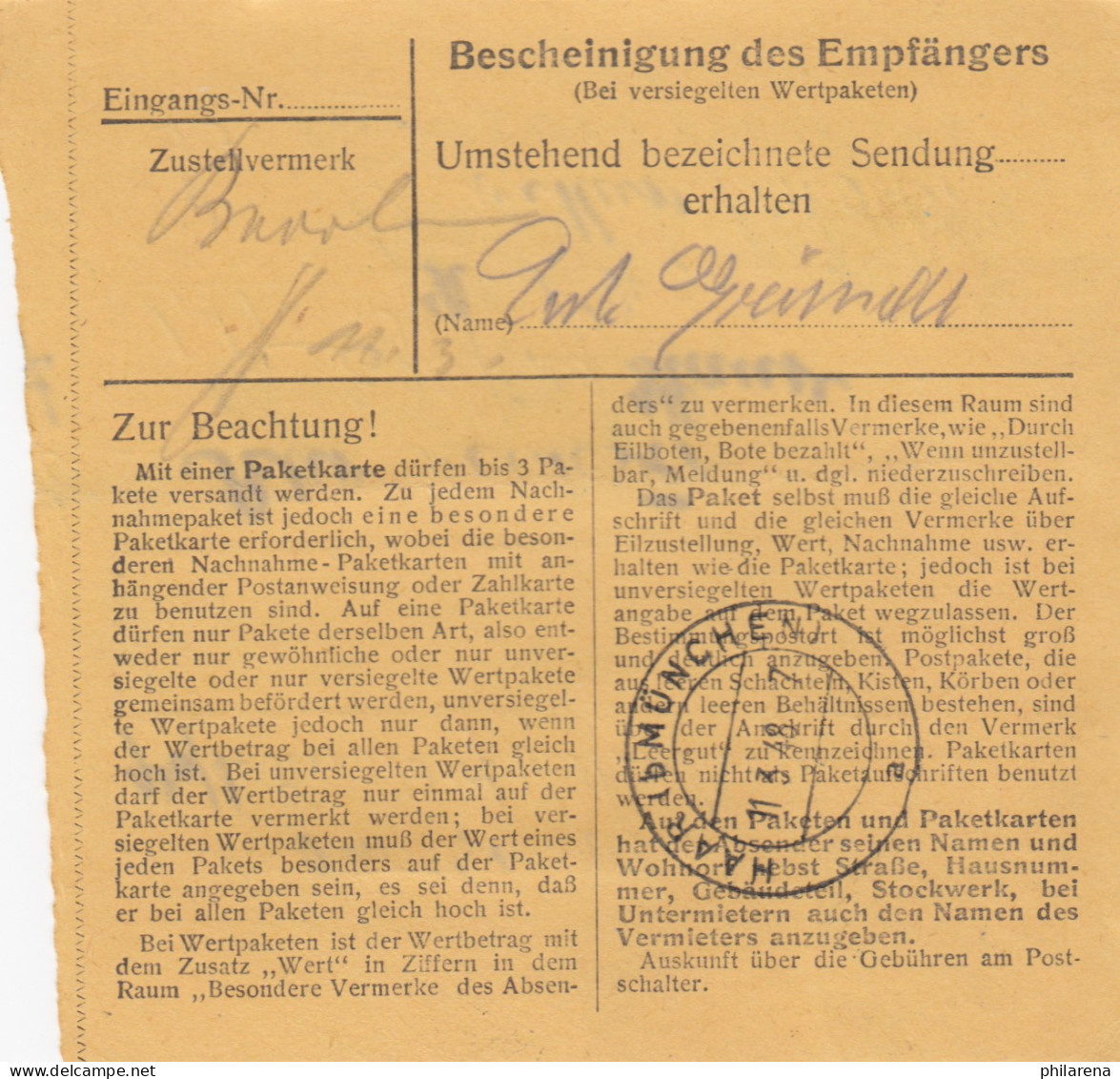 Paketkarte 1948: Kirchdorf Abensberg Nach Eglfing Haar - Storia Postale
