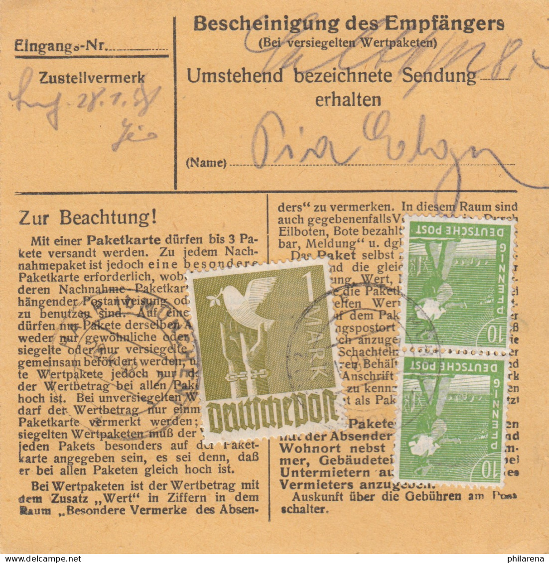 Paketkarte 1948: Mettenheim Mühldorf Nach Haar - Lettres & Documents