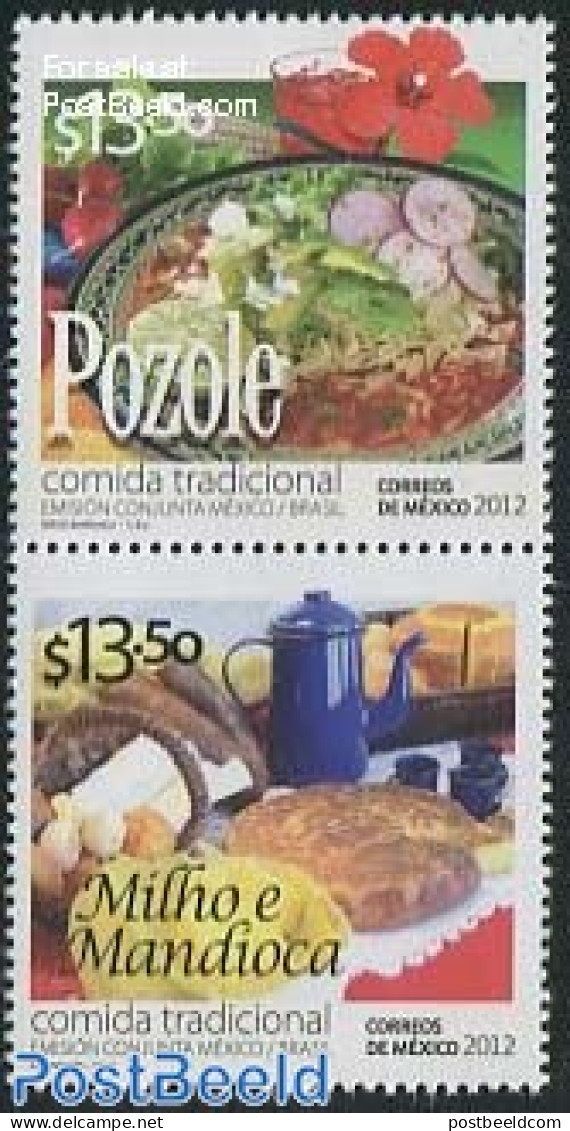 Mexico 2012 Food 2v [:], Joint Issue Brazil, Mint NH, Health - Various - Food & Drink - Joint Issues - Alimentation